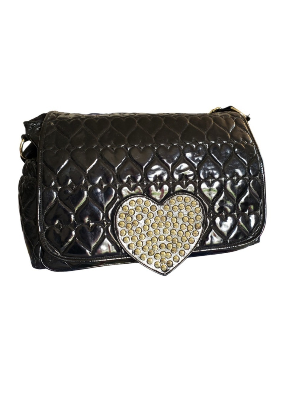 Betseyville Betsey Johnson Heart Quilted Diaper Bag Black - Picture 2 of 12